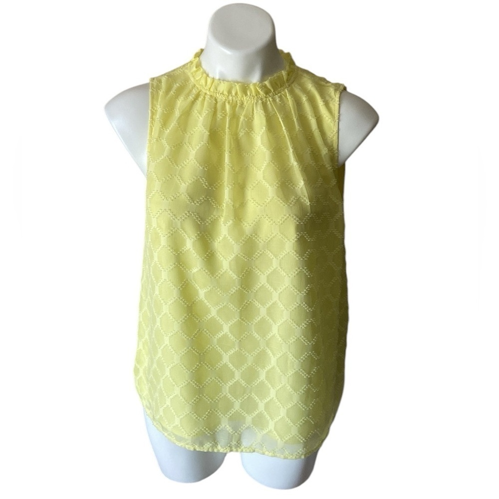 Banana Republic Factory Pastel Butter Yellow Textured Yoke Sleeveless Top Small